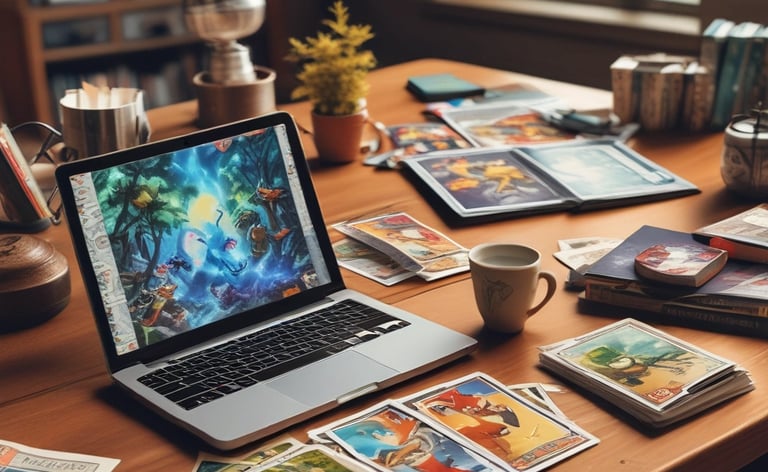 A cozy workspace with a laptop and a steaming cup of coffee.