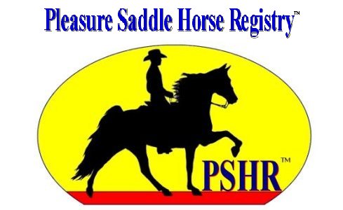 Official Pleasure Saddle Horse Registry PSHR logo featuring a cowboy silhouette on a gaited horse.