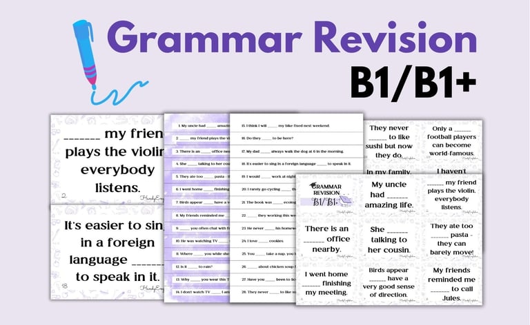 Present Simple, Past Simple, Questions, Used to, Be going to, First Conditional, Second Conditional