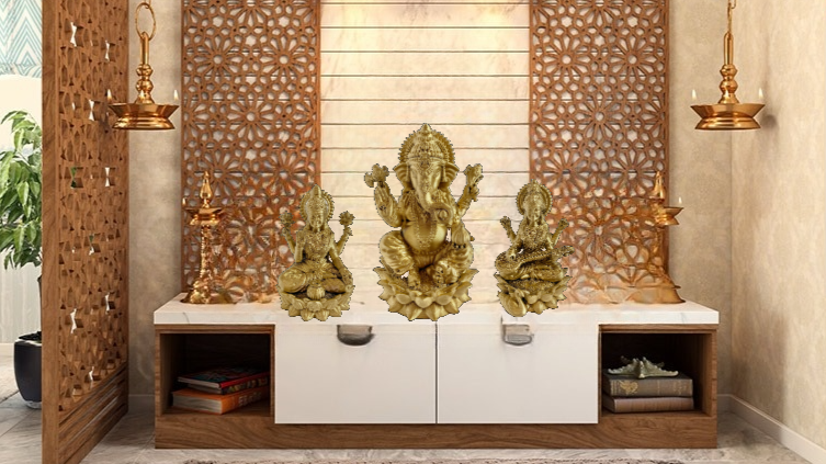 Hindu god idols in Pooja room