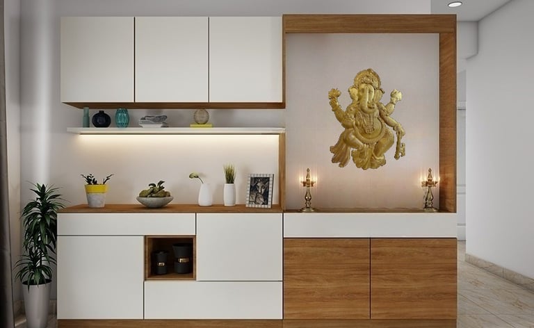 Ganesh wall art in pooja room