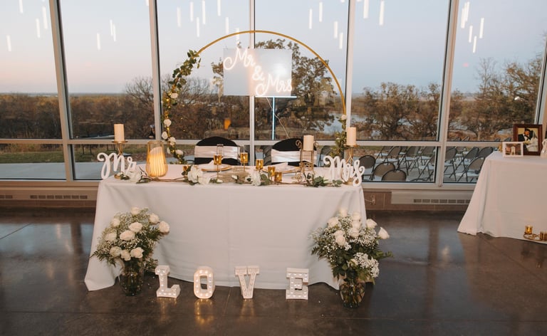 a table with candles and candles on it