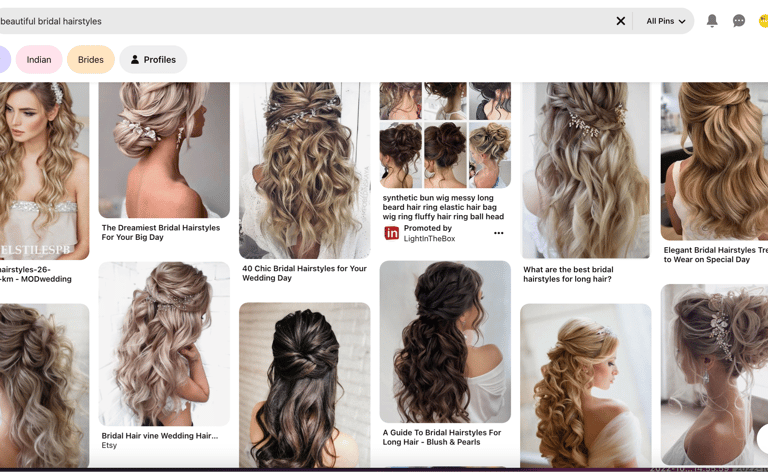 Bridal hair inspiration board on Pinterest