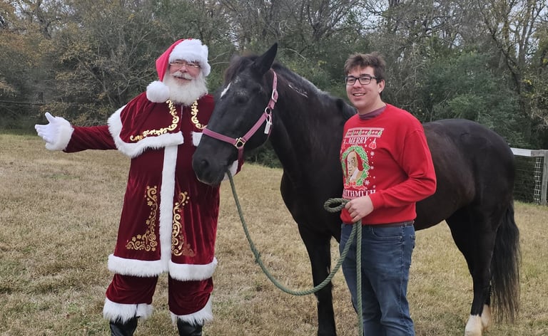 The Santa Cowboy with his Favorite horse Valentina and Josh