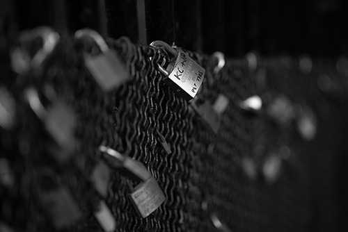 Padlocks at the top of The News Steps in Edinburgh's Old Town