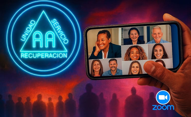 Un grupo de personas asistiendo a una reunion para alcoholismo
