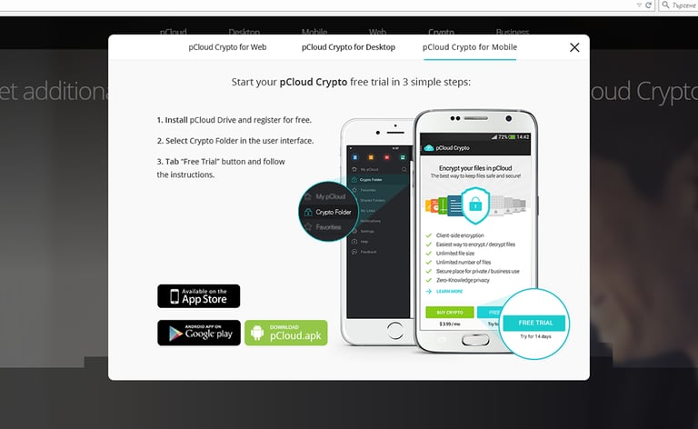 Crypto Folder for Mobile Modal