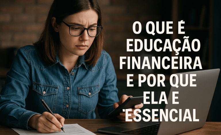 imagem de uma jovem estudando finanças.