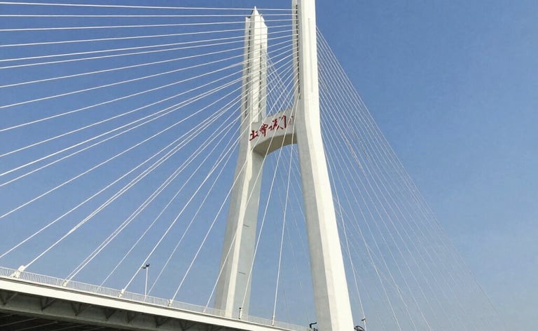 A sleek high-speed train gliding along newly constructed tracks through a vibrant countryside.
