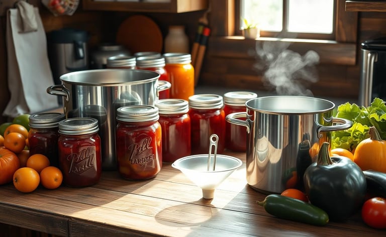 canning jars and pot in a kitchen