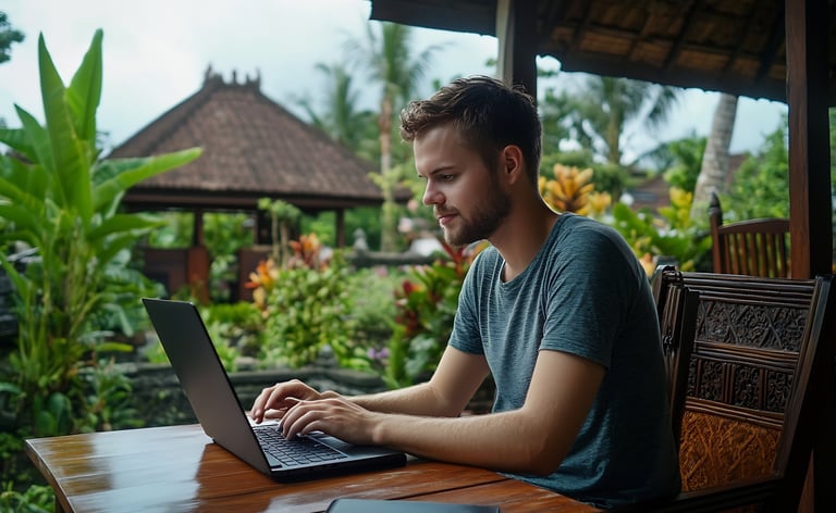 accompagnement pour expatrié, un jeune homme en consultation à distance