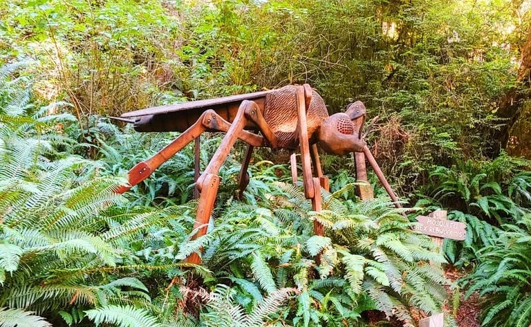 CA Coast - A gigantic wooden mosquito at the Trees of Mystery in Klamath