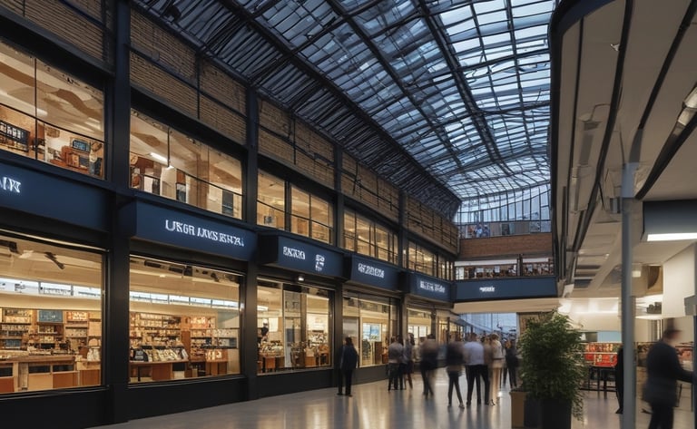 A confident businesswoman reviewing paperwork in a modern office.