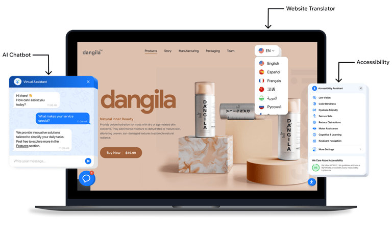a laptop computer screen displaying a variety of features
