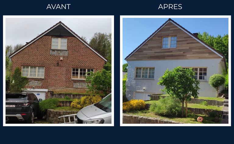 photo avat après une rénovation de façade - peinture sur briques et réalisation. debardage