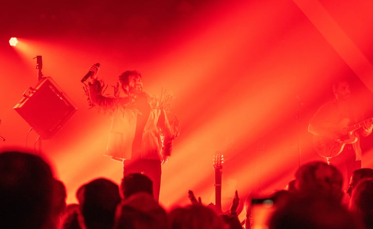 Chanteur qui saute pendant un concert