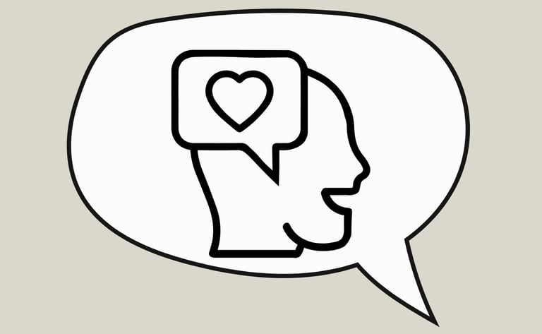A talking head icon in a speech bubble.