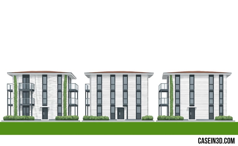 Illustrazione delle tre varianti dell’edificio DREIHAUS a Heidelberg: S, M L 