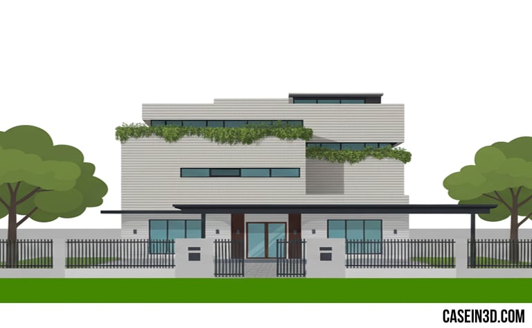 QR3D illustration of the first modern house of its kind in Singapore