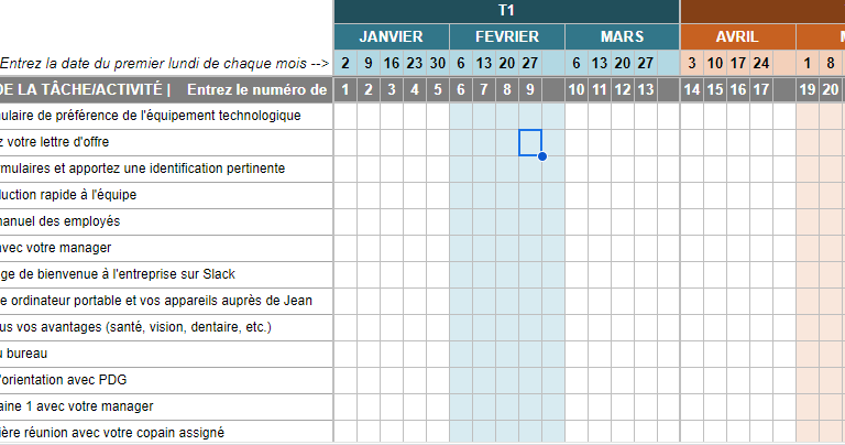 Exemple planning d'intégration nouveau salarié