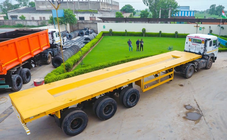 MS Engg Works Flatbed Trailer – ideal for oversized and coil cargo.
