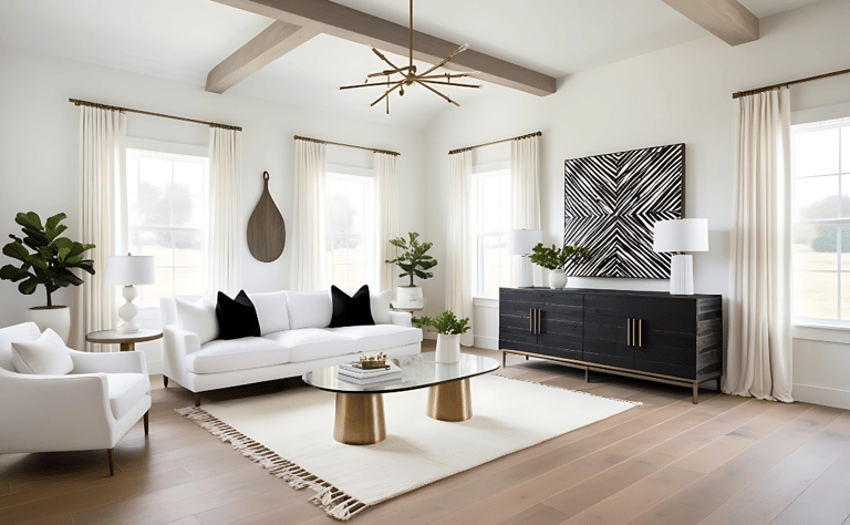 a living room with a couch and a table