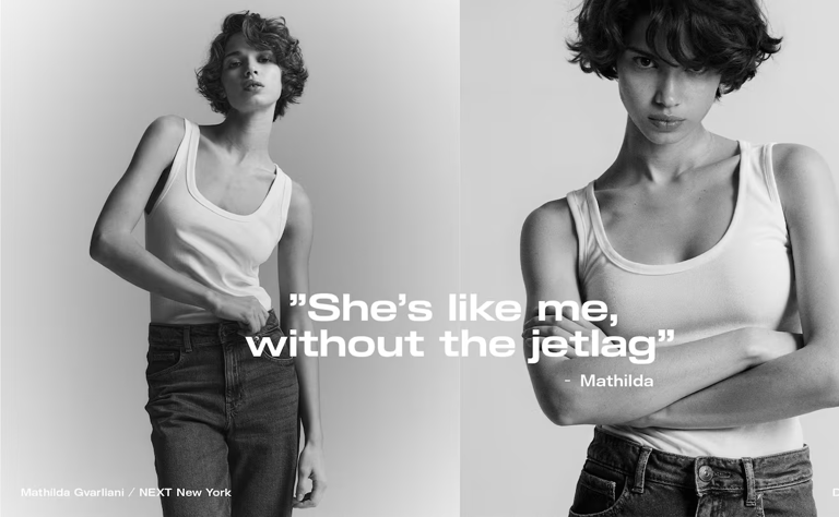 Model Mathilda Gvarliani and her digital twin. (H&M)