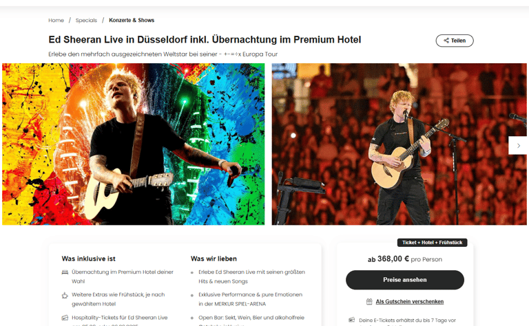 TRavelcircus Deal Ed Sheeran in Düsseldorf
