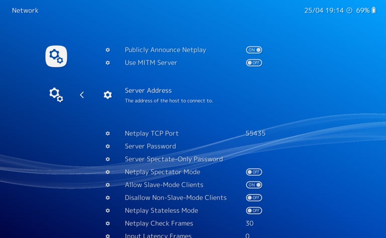 Immagine impostazione Network RetroArch