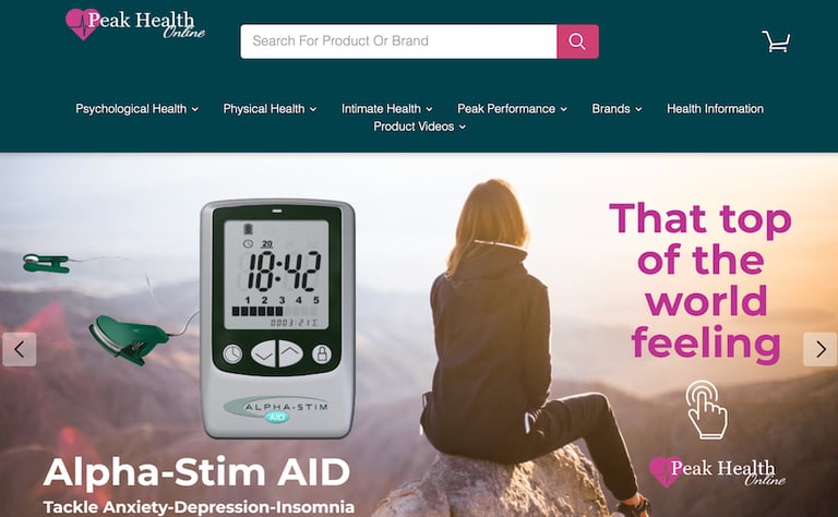 Peak Health Online Website Homepage.