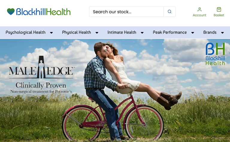 Screenshot of Blackhill Health website homepage.