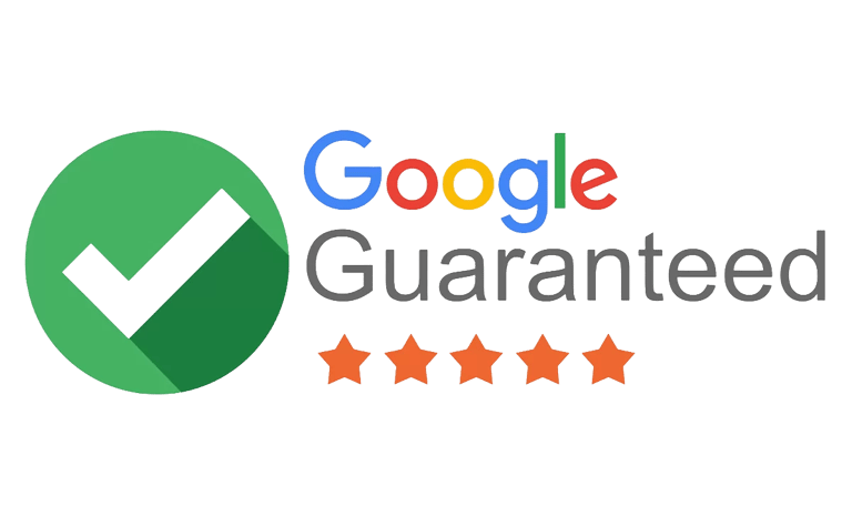 Google Guaranteed badge featuring a green checkmark icon and a five-star rating.
