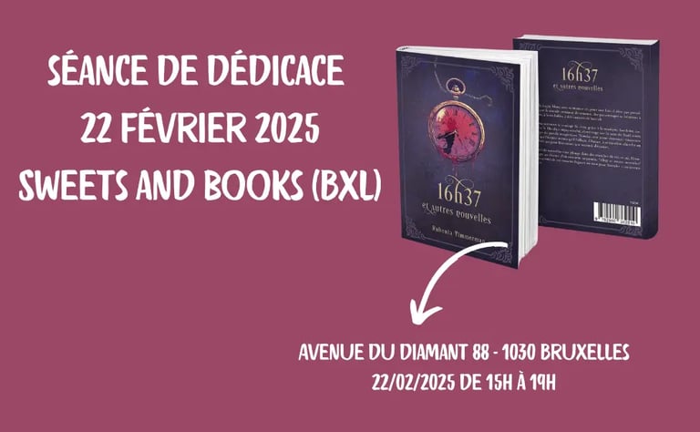 Séance de dédicace 22 février 2026 sweets and books (BXL) - Rubenia Timmerman.