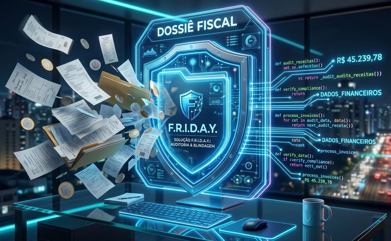 Dossiê fiscal estruturado pelas ferramentas F.R.I.D.A.Y. Vision e Start para blindar o MEI contra o Imposto de Renda