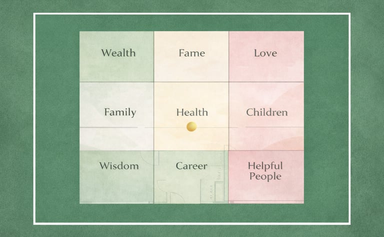 Feng Shui map for intentional home organization in Northern Virginia