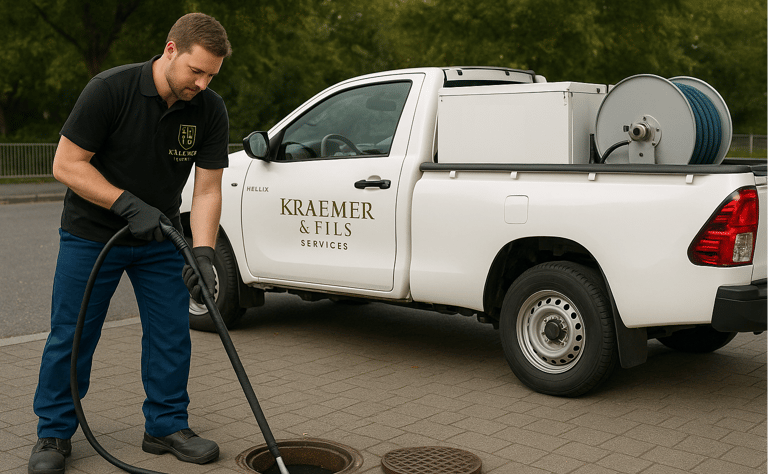 a man in a black shirt is cleaning a truck