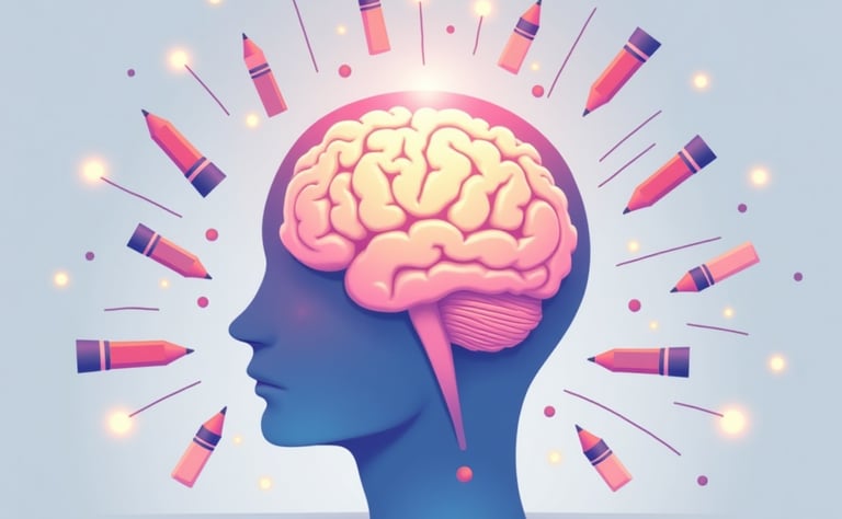 brain and colored pencils