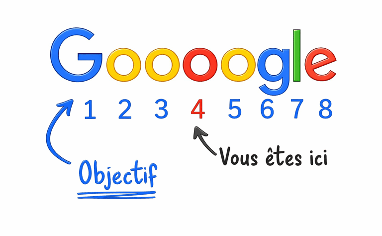Illustration du positionnement avec objectif première Google page en référencement SEO