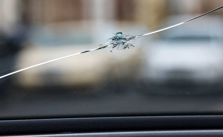 a windshield with a crack