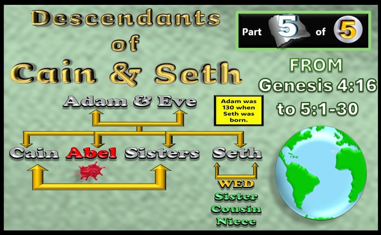 Descendants of Cain & Seth - from Genesis 4 v 16 to 5 v 1-30 designed by Debbie Dunn using PowerPoin
