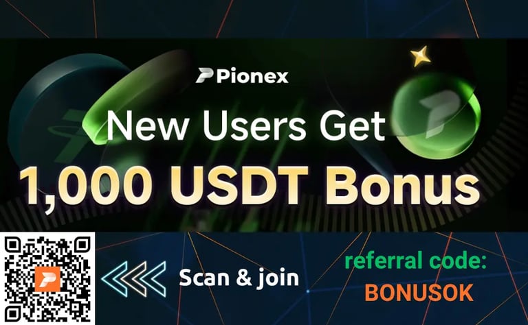 Pionex Referral Code BONUSOK: $1000 BONUS + 20% cashback