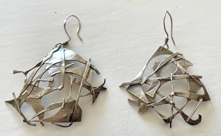 Textured Sterling Earrings. Example of Brutalist Industrial Style