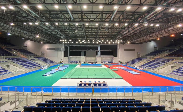 Indoor gymnastics arena at Palaturismo Jesolo