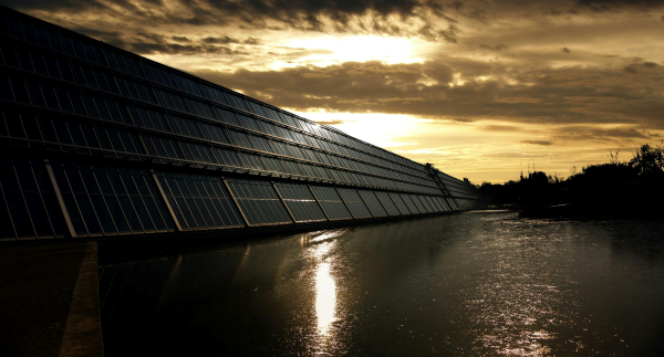 solar panels with water