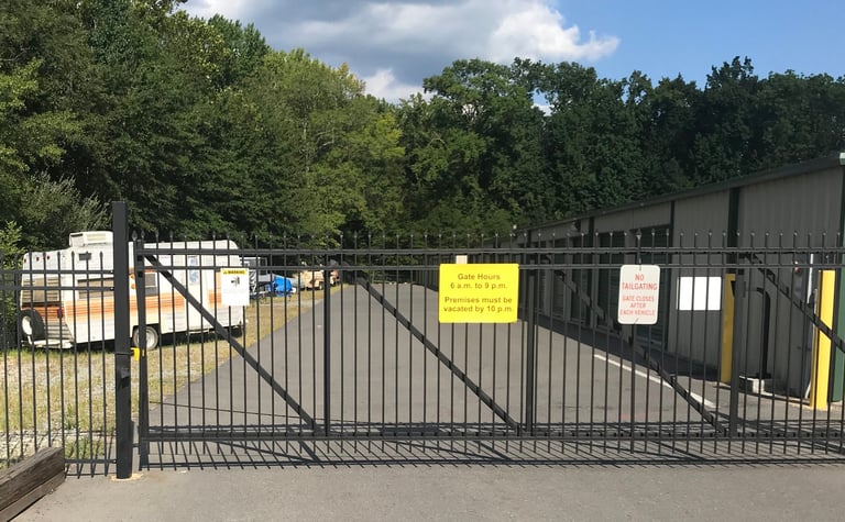 One of the gates at Alcoa Road Storage