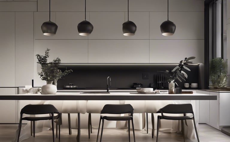 a kitchen with a table and chairs and a kitchen