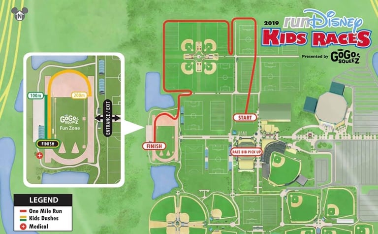 2018 runDisney Walt Disney World Marathon Weekend Kids' Races Course Map