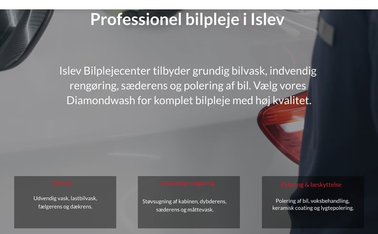 Modern Islev Bilpleje website created with Hostinger Website Builder