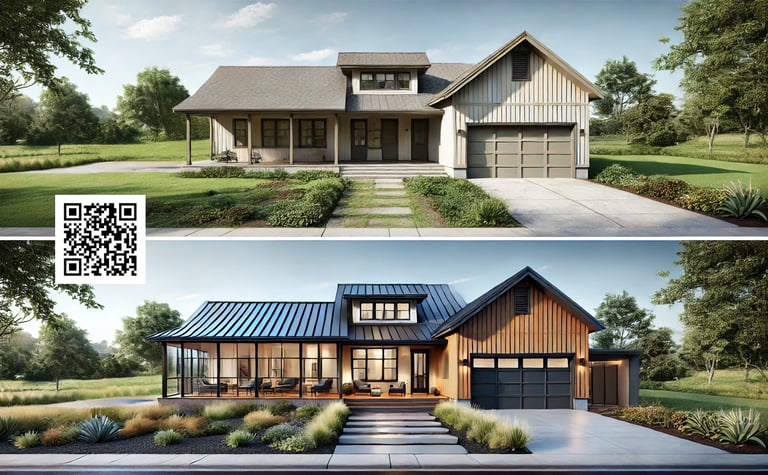 contemporary house renovation, wood panels, glass porch, nlack accents, transitional,  metal roof, 