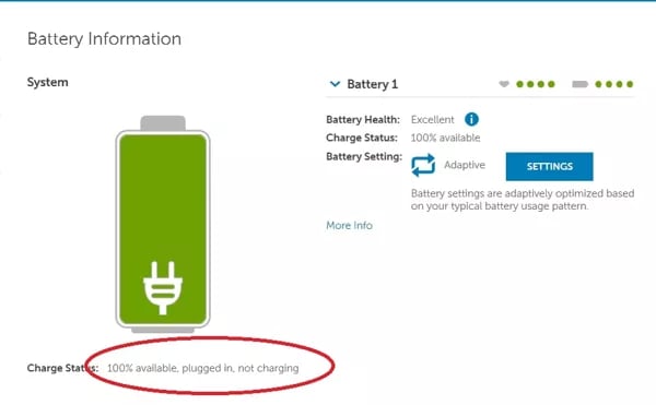 laptop battery not charging